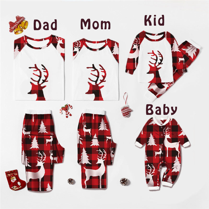 Christmas European And American Christmas Deer Head Print Parent-child Home Service Suit