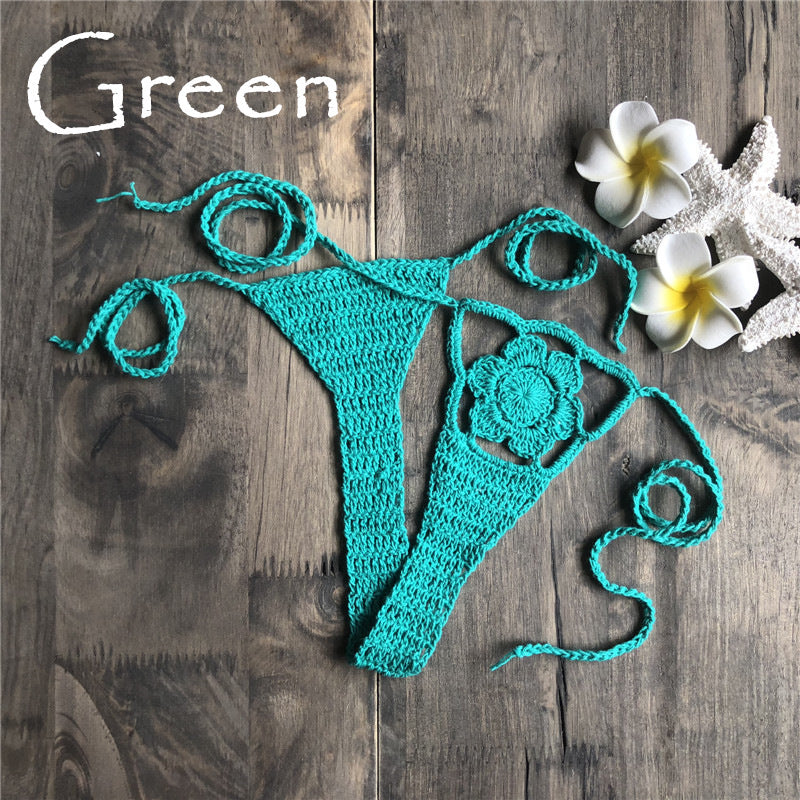 European And American Hot Style Sexy New Knitted Lace-Up Bohemian Bikini Swimsuit Shorts