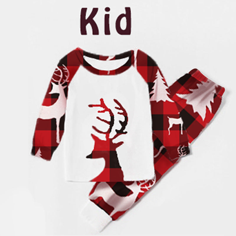 Christmas European And American Christmas Deer Head Print Parent-child Home Service Suit